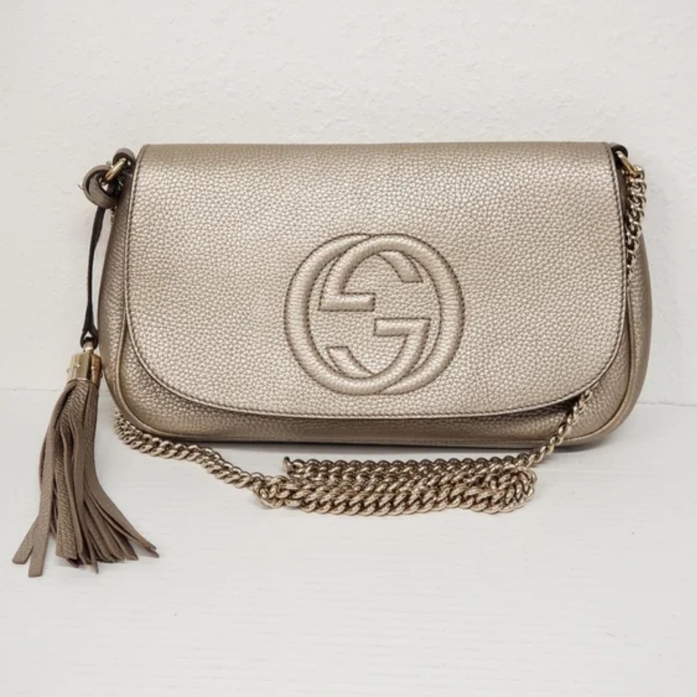 Gucci Soho Gold Metallic Shoulder Bag 468-082625